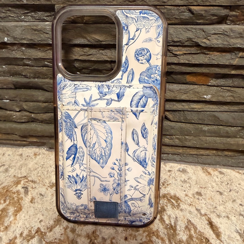 Walli iPhone 16 pro Floral Blue and White Phone Case